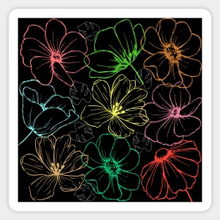 Colorful flowers lines pattern Sticker